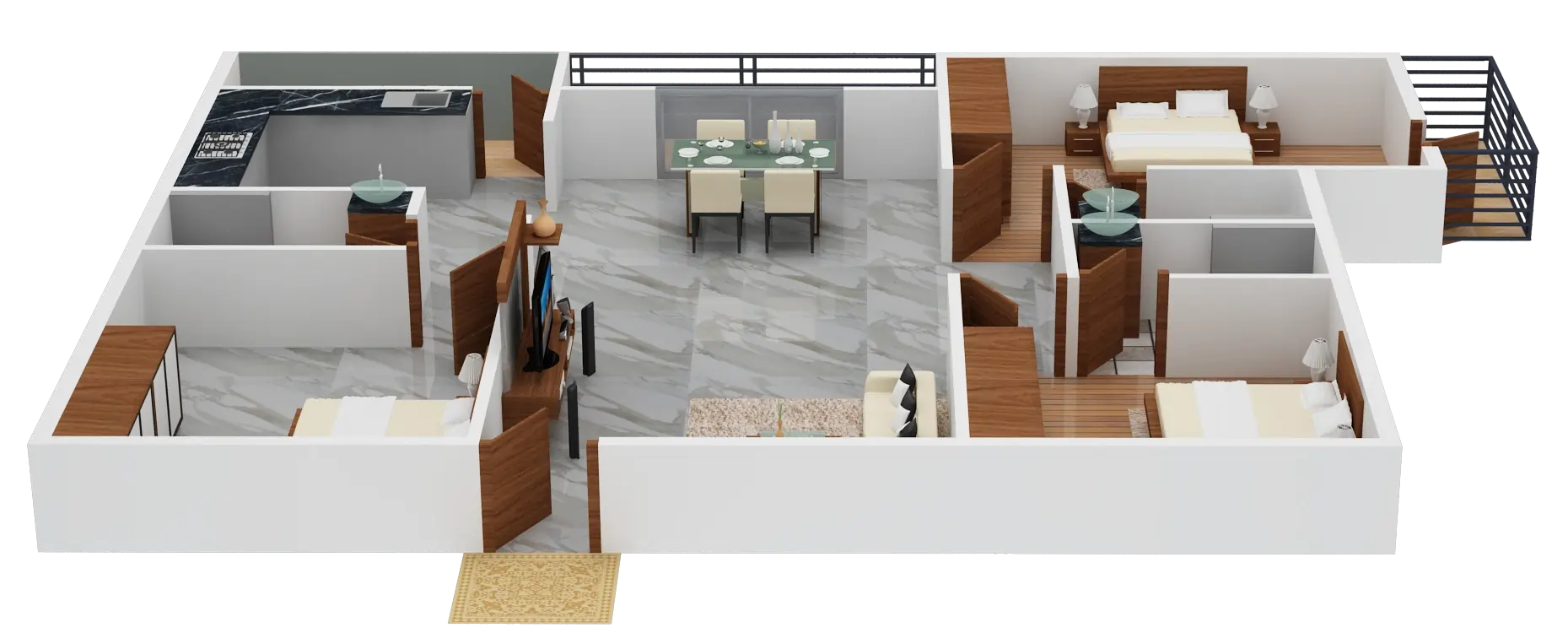 3BHK Unit 1 - 1576 Sqft Floor Plan