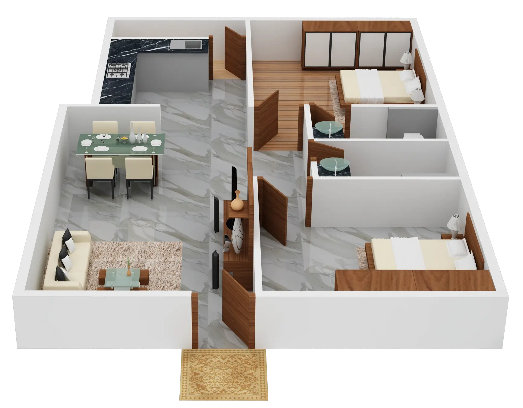 2BHK Unit 5 - 983 Sqft Floor Plan