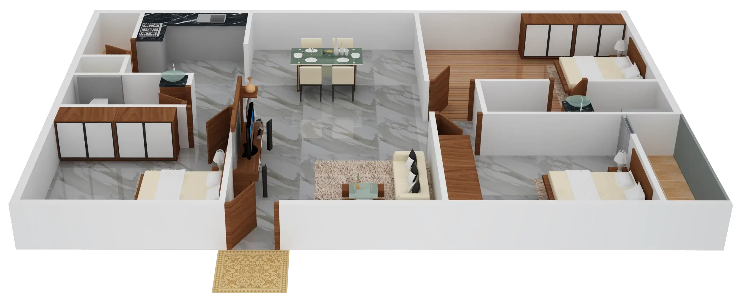 3BHK Unit 6 - 1339 Sqft Floor Plan