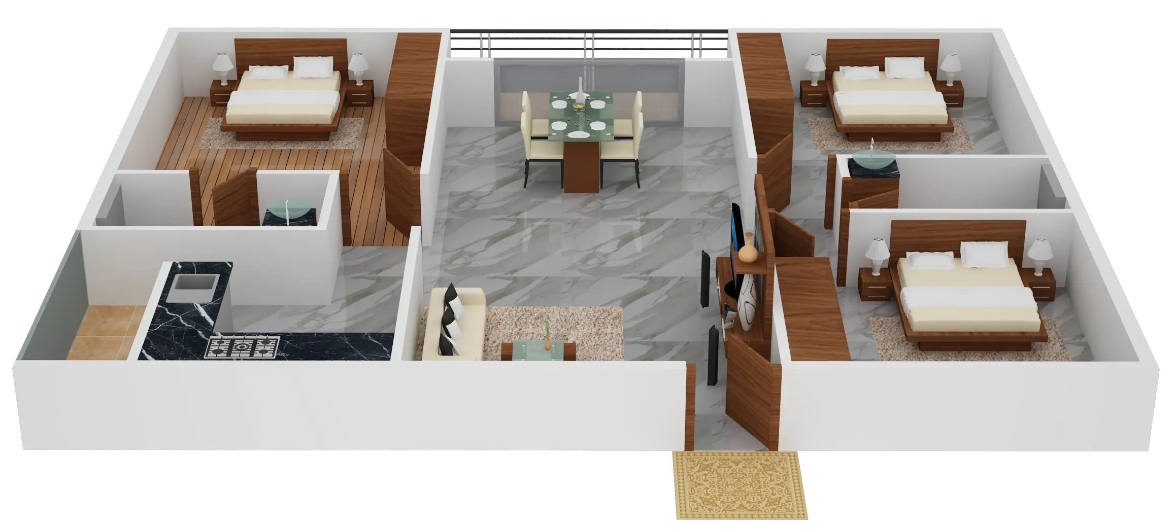 3BHK Unit 8 - 1445 Sqft Floor Plan